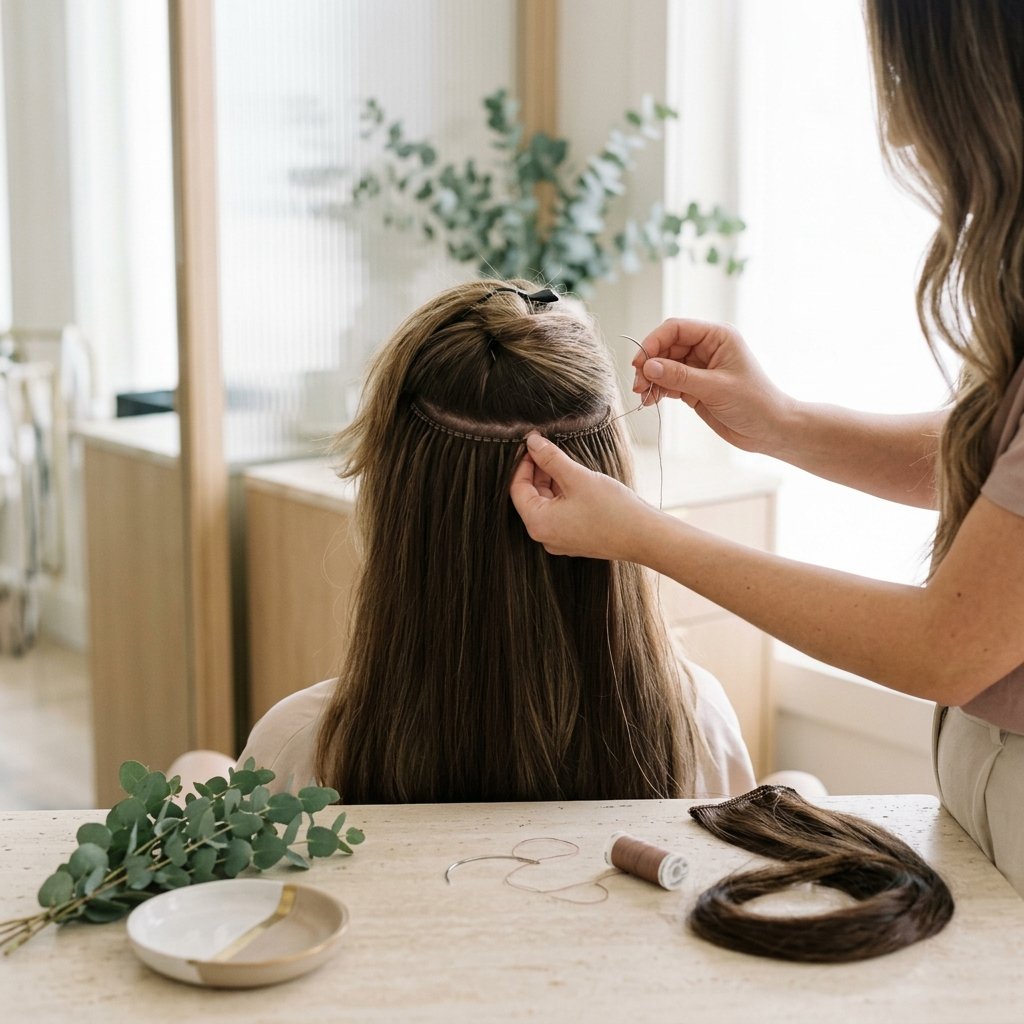 Hand-Tied Weft Extensions at Sacramento Beauty Salon in Sacramento